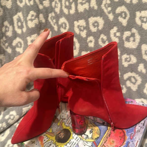 Jeffrey Campbell Lustful Red ❤️ Suede Heeled Booties 😍 New & Never Worn 😍 - Picture 8 of 17